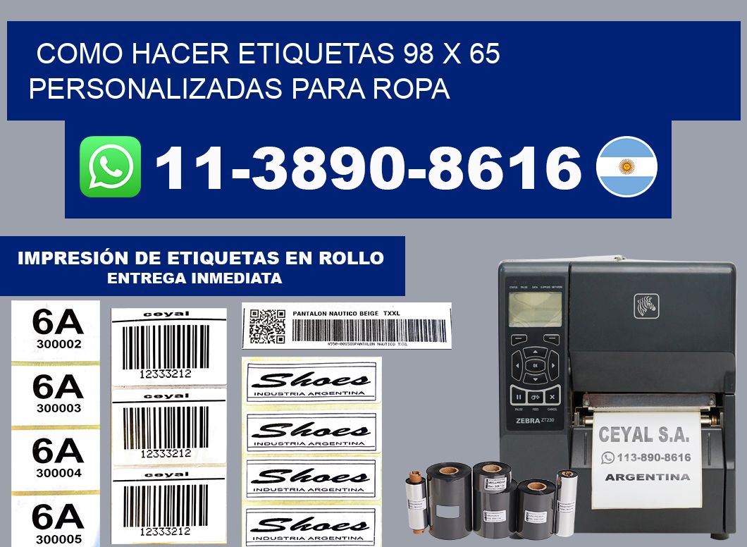 como hacer etiquetas 98 x 65 personalizadas para ropa