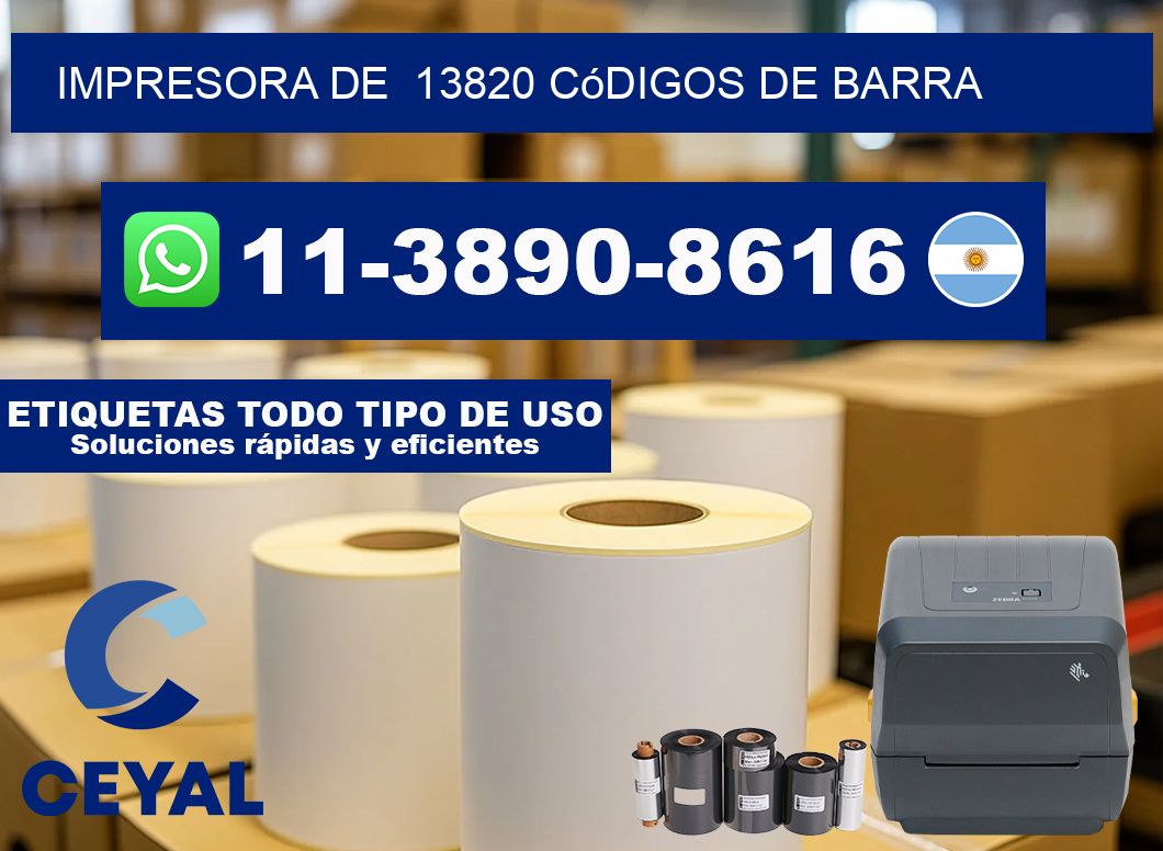 impresora de  13820 códigos de barra
