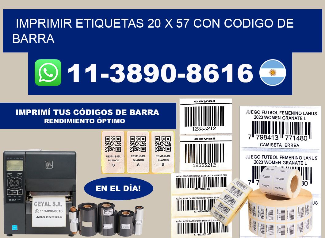 imprimir etiquetas 20 x 57 con codigo de barra