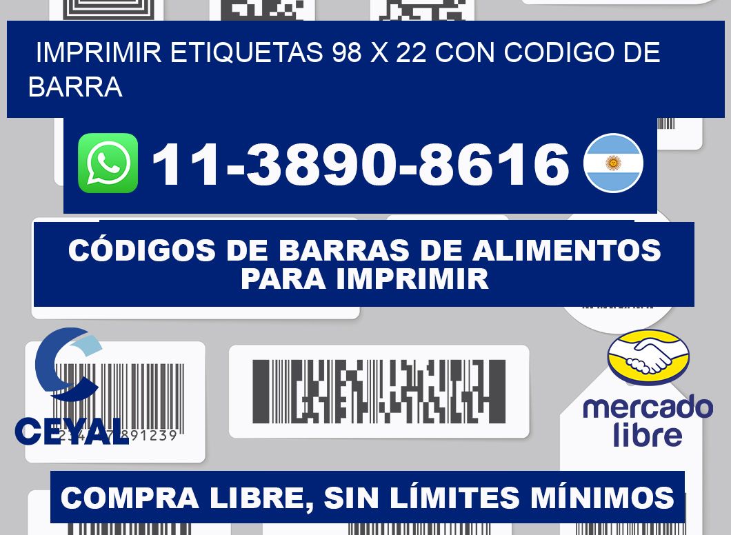 imprimir etiquetas 98 x 22 con codigo de barra