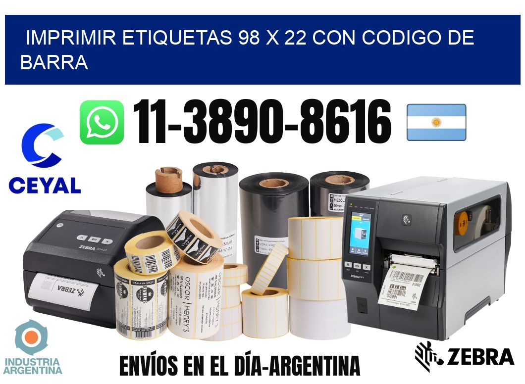 imprimir etiquetas 98 x 22 con codigo de barra
