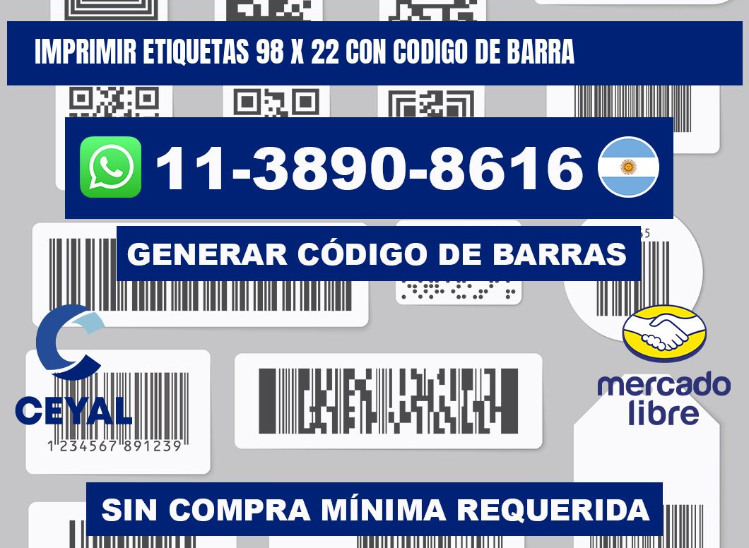 imprimir etiquetas 98 x 22 con codigo de barra