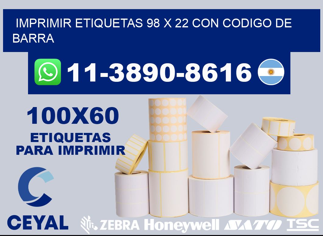 imprimir etiquetas 98 x 22 con codigo de barra