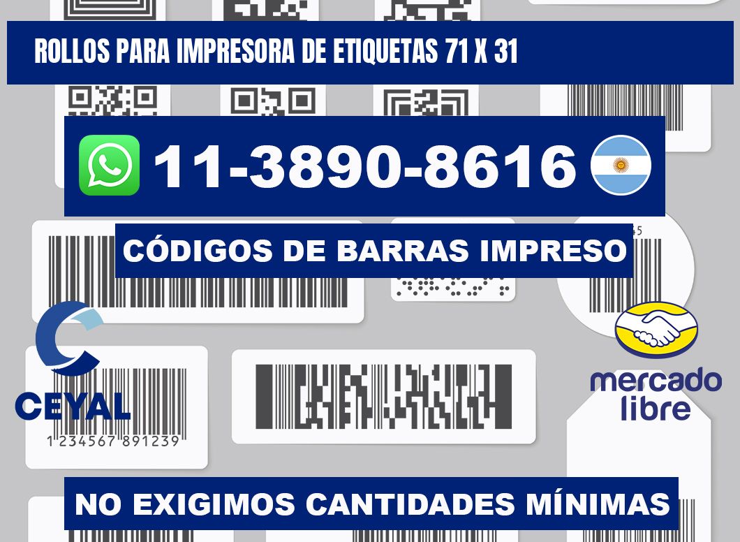 rollos para impresora de etiquetas 71 x 31