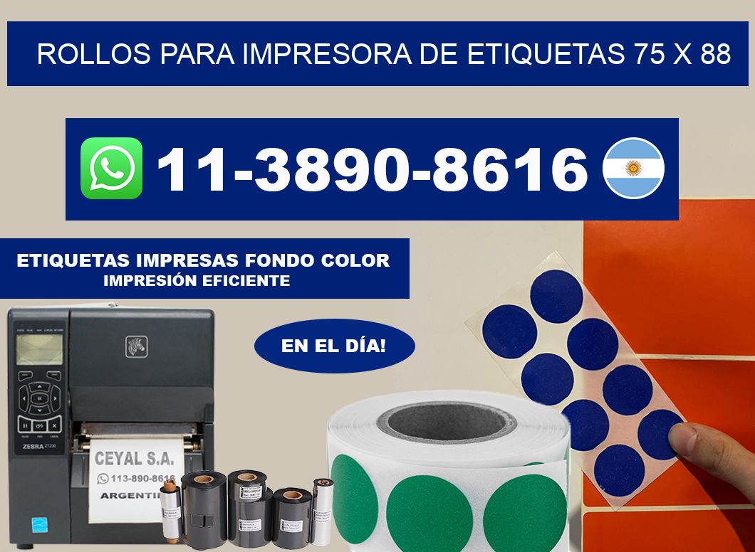 rollos para impresora de etiquetas 75 x 88