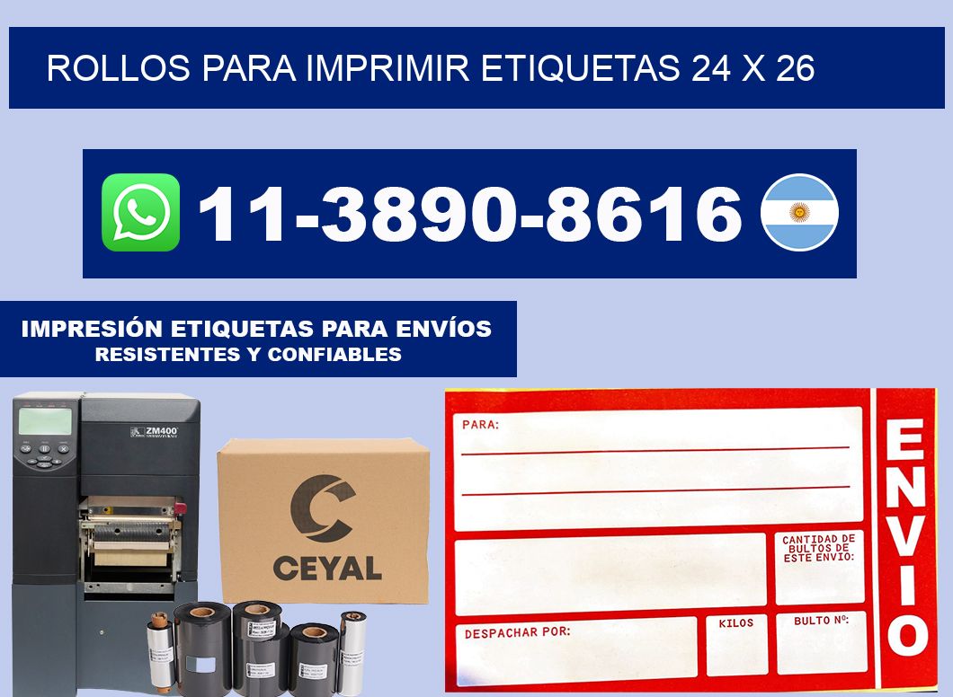 rollos para imprimir etiquetas 24 x 26