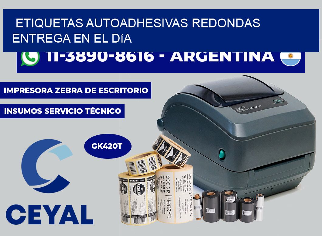 ETIQUETAS AUTOADHESIVAS REDONDAS Entrega en el día