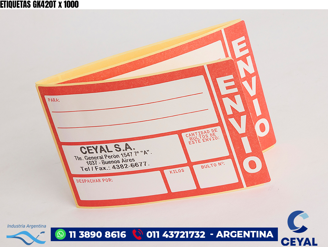 ETIQUETAS GK420T x 1000
