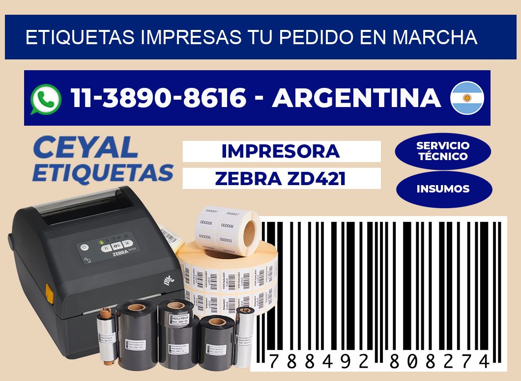 etiquetas impresas Tu pedido en marcha