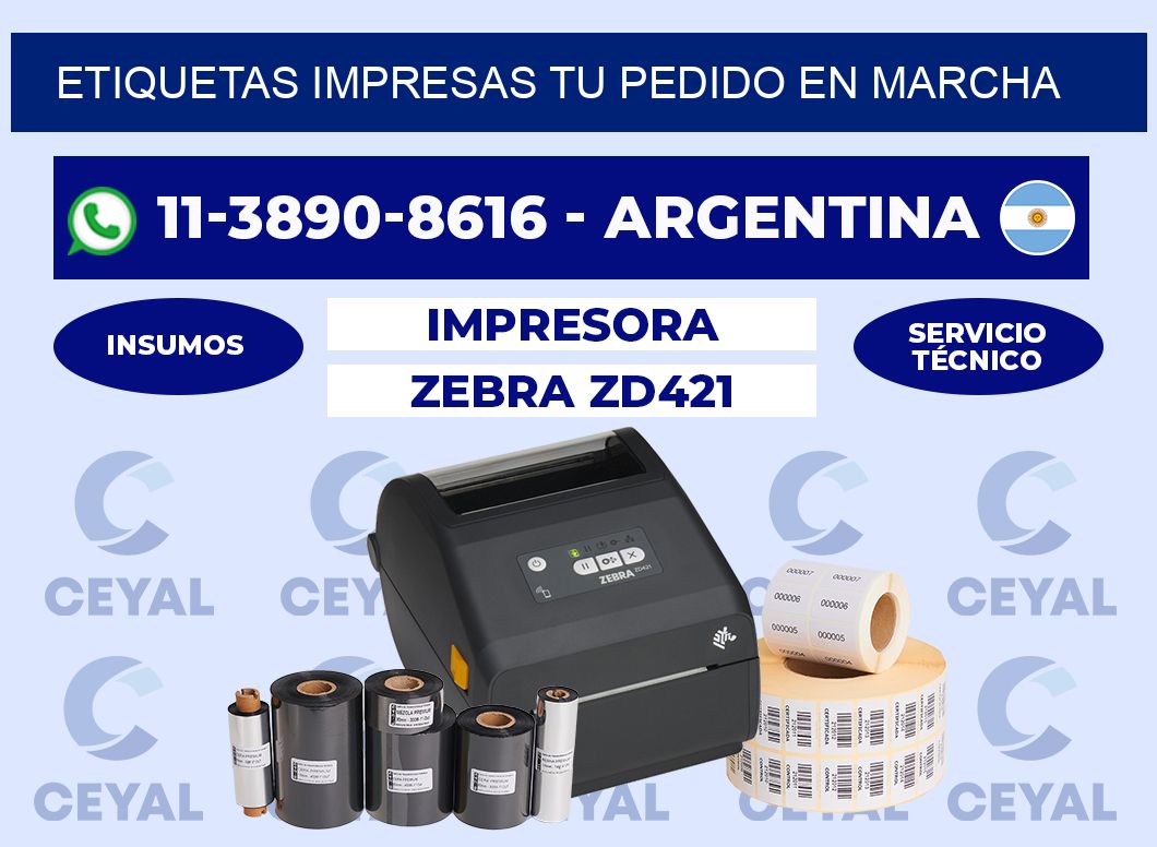 etiquetas impresas Tu pedido en marcha