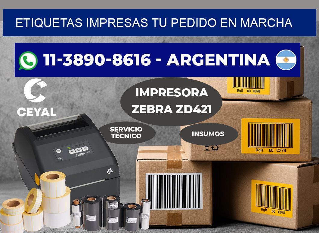 etiquetas impresas Tu pedido en marcha