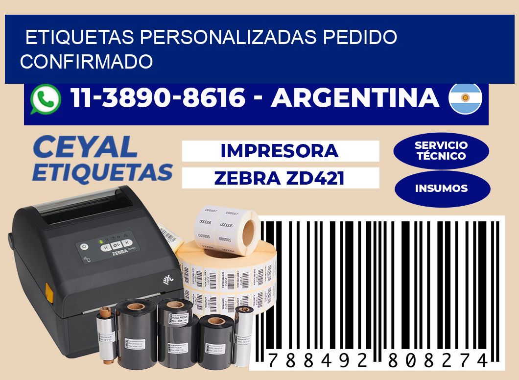 etiquetas personalizadas Pedido confirmado