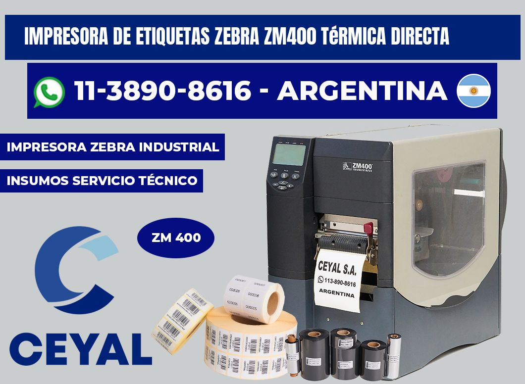 impresora de etiquetas zebra zm400 térmica directa