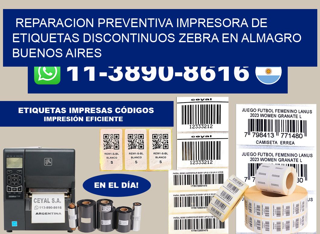 reparacion preventiva Impresora de etiquetas discontinuos zebra en Almagro Buenos Aires
