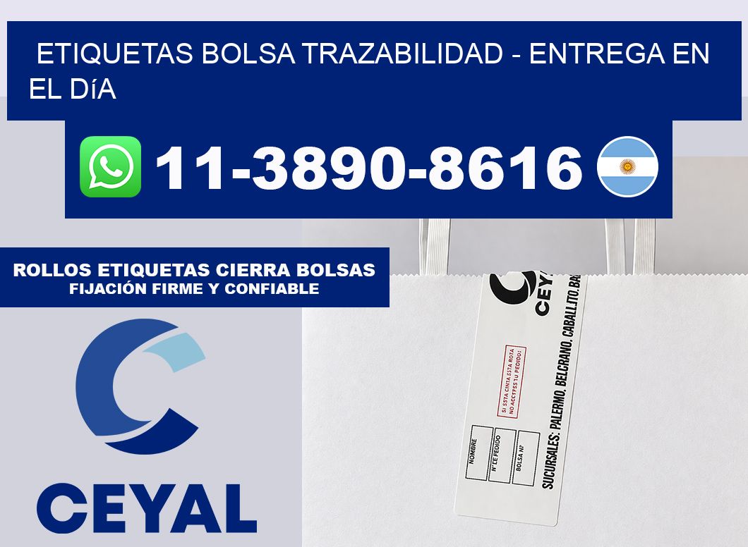 Etiquetas Bolsa trazabilidad - Entrega en el día