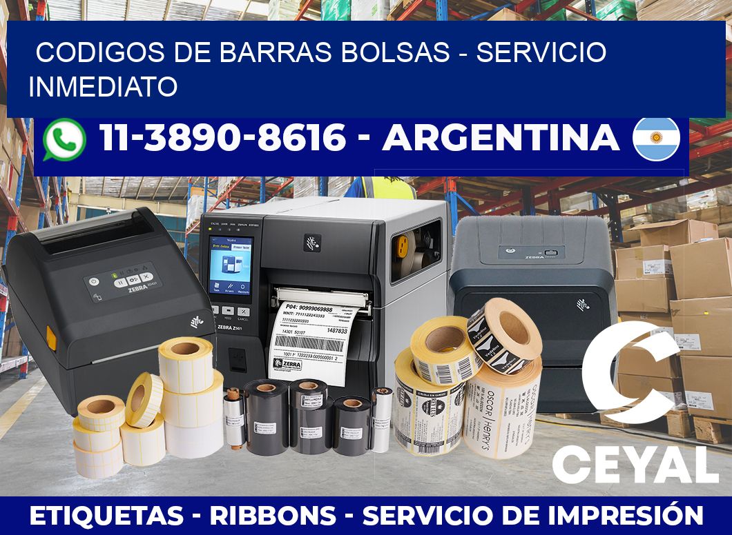 codigos de barras bolsas – Servicio inmediato